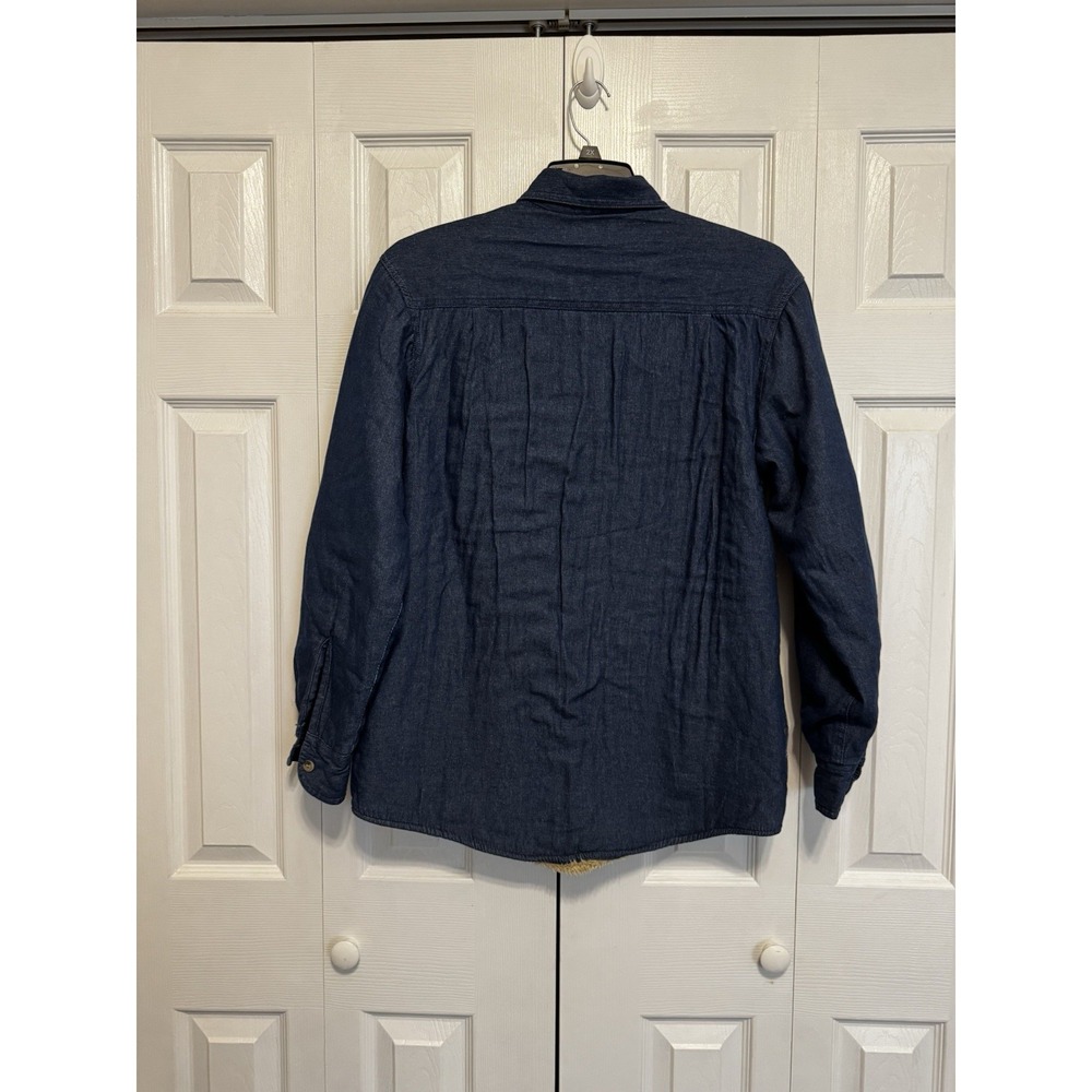 Wrangler Sherpa Lined Denim Shirt Jacket Men's Button Front Coat Blue Small - Picture 2 of 11